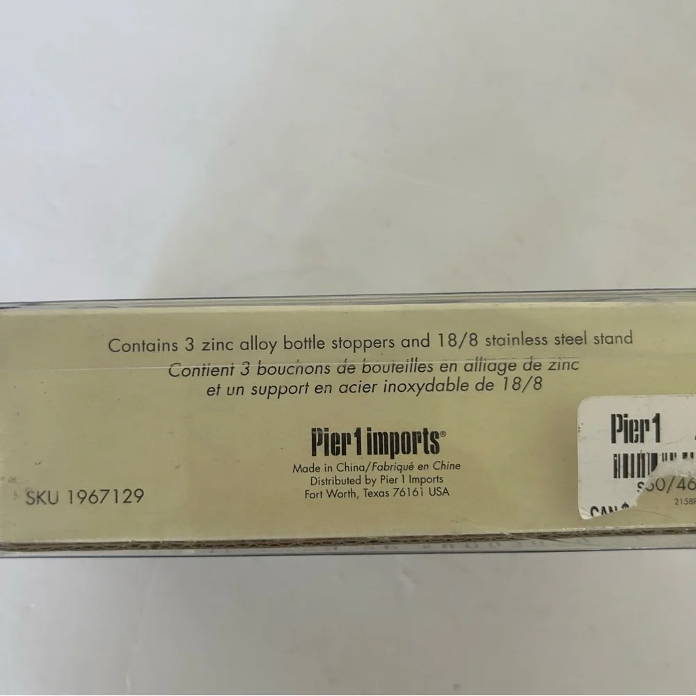 PIER 1 STAINLESS STEEL BOTTLE STOPPERS SET OF THREE NWT